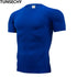 Fashion pure color T-shirt Men Short Sleeve compression tight Tshirts Shirt S- 4XL Summer Clothes - menochic